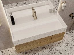 Umywalka 42x99cm wpuszczana z lanego marmuru MARES 1000