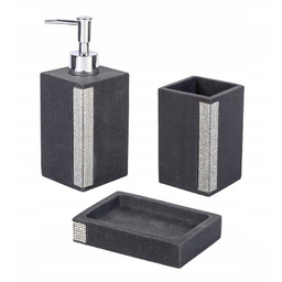 Zestaw łazienkowy 3 el. Lindos polyresin antracyt mat
