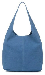 Shopperka skórzana VERA PELLE N88 niebieska