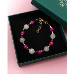 Pakamera Bransoletka z kwarcu różowego i jadeitu