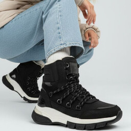 Mustang Czarne Śniegowce Ocieplane Buty Damskie