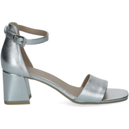 Skórzane sandały na obcasie - CAPRICE 9-28303-46 SREBRNE