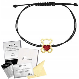 Bransoletka Złota z MISIEM Serce Kryształ SREBRO 925