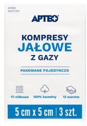 APTEO CARE Kompresy jałowe z gazy 5x5cm, 3