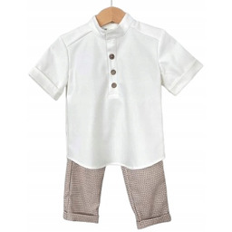 Kaya Komplet Koszula Ze Stójką Spodnie Beżowe