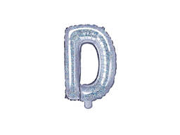 Balon foliowy litera "D" holograficzna - 35 cm