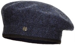 Beret damski CARMELITA Czarny/jeans pepitka