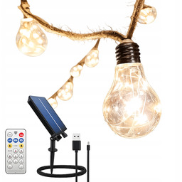 Girlanda Ogrodowa Solarna 30 Żarówek Led 15M Wodoszczelna