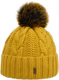 Czapka z Mankietem Cable Knit by McBURN, musztardowy,