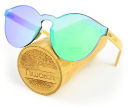 Drewniane okulary przeciwsłoneczne Niwatch Cassiopeia Green Mirror &