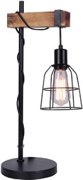 Lampa stołowa metalowa czarna z drewnem TB-4290-1