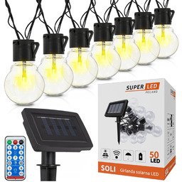 Girlanda solarna Led ogrodowa 50 x żarówek Led
