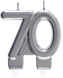 Świeczka na 70-tkę srebrna - 7,5 cm -