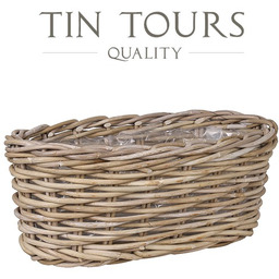 OWALNY KOSZ Z RATTANU Z FOLIĄ 50x22x20 cm