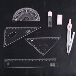 ZESTAW GEOMETRYCZNY SZKOLNY DO SZKOŁY MATEMATYKI 7 ELEMENTÓW