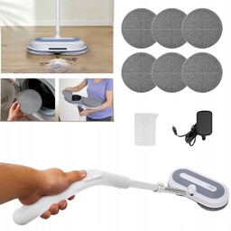 Bezprzewodowy mop elektryczny, obrotowy, zestaw do mycia okien