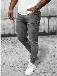 Spodnie jeansowe joggery męskie grafitowe OZONEE NB/MP0275GC