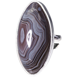 Agat Botswana Piękny Pierścionek Srebro R10-26 Certyfikat Unikat