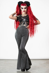 spodnie dzwony KILLSTAR - WICKED WEEKENDER-S