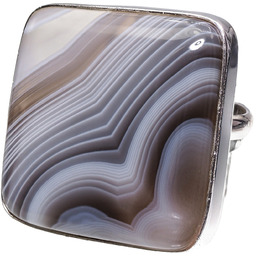 Agat Botswana Piękny Pierścionek Srebro R10-26 Certyfikat Unikat