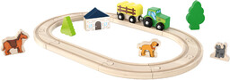 Playtive Zestaw drewnianych torów kolejowych, 18 elementów (Gospodarstwo)
