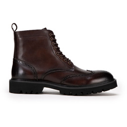 Męskie glany skórzane dziurkowane brązowe