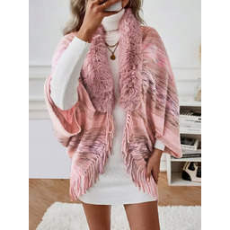 PONCHO Ponczo FUTRO miś pocahontas Narzuta tkane Boho