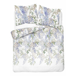 Detexpol Pościel satynowa 160x200 biała w wiszące kwiaty