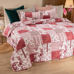 Decodoma Narzuta na łóżko VINTAGE ROSE bordo łóżko