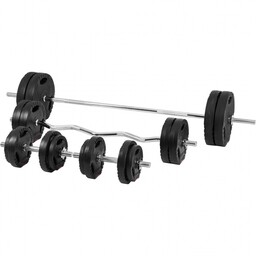 Zestaw 100kg Sztanga prosta + łamana + hantle