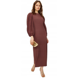 TRENDYOL SUKIENKA MIDI Z BUFIASTYMI RĘKAWAMI W KOLORZE