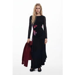 Desigual Asymetryczna sukienka maxi w kolorze liliowym