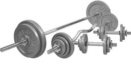Zestaw 100kg Sztanga prosta + łamana + hantle