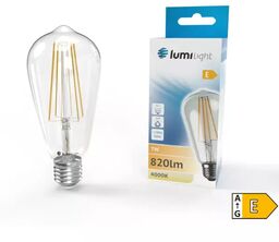 Żarówka LED E27 ST64 7W filament 4000K barwa