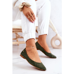 Damskie Zamszowe Baleriny Maciejka 04100-45 Khaki-36