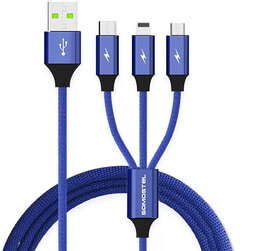 Kabel 3w1 USB-C micro USB Lightning szybkie ładowanie