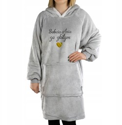 Bluza Koc Ciepła Oversize z Haftem Dedykacji
