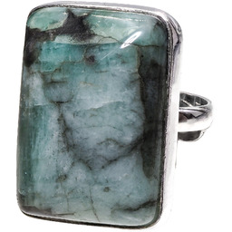 Szmaragd Duży Elegancki Pierścionek Srebro R10-26 Certyfikat Unikat