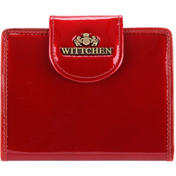 Damski portfel ze skóry lakierowany z ozdobną napą