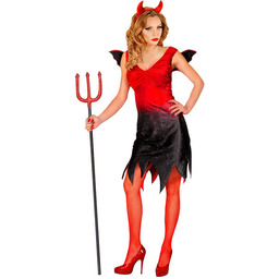 Strój diablica rogi czerwona-S