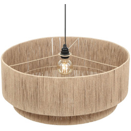 Lampa wisząca Japandi czarna z brązowym sznurem 60