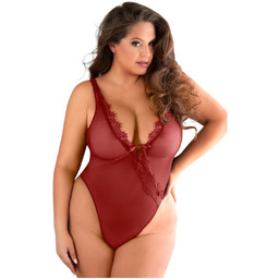 Allure - koronkowe, otwarte body (czerwone)