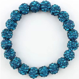 Niebieska Bransoletka z Koralików Shamballa Elastyczna Ręcznie Robiona