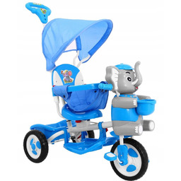 Trójkołowy Rowerek dla dzieci Słonik Dźwięki Daszek Barierka