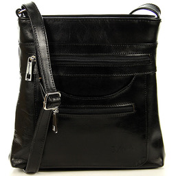 Skórzana torebka damska listonoszka czarna DAN-A T356