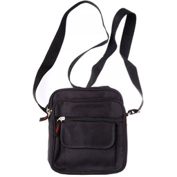 Torebka z Regulowanym Paskiem, Czarna Męska, Zapinana