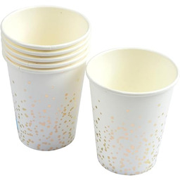 Homéa, Zestaw 6 szklanek kartonowych 25Cl ze złotymi