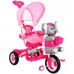 Trójkołowy Rowerek dla dzieci Słonik Dźwięki Daszek Barierka