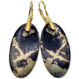 Piryt Niezwykłe Kolczyki Złote Srebro Unikat