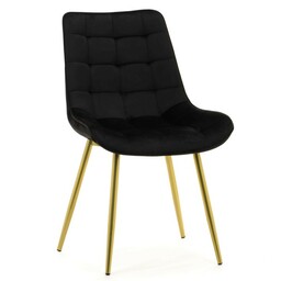 Krzesło welurowe czarne ART830C złote nogi